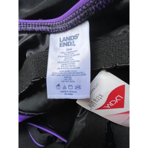 Lands' End Black Purple Blue One-Piece Swimsuit Bathing Suit 24W NWT - Picture 3 of 4